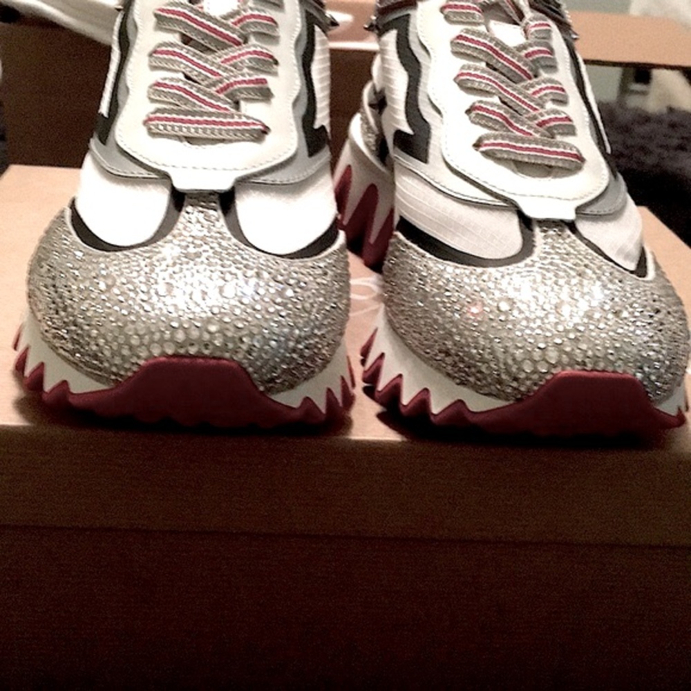 BNIB Christian Louboutin Sharkina Strass Spike Sneakers - Picture 5 of 15